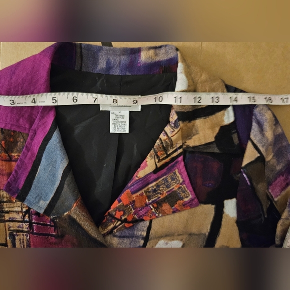 ANEA. A Women's Magenta Tan Black Waterfall Cardigan SIZE MEDIUM Pre-Owned - Picture 6 of 6